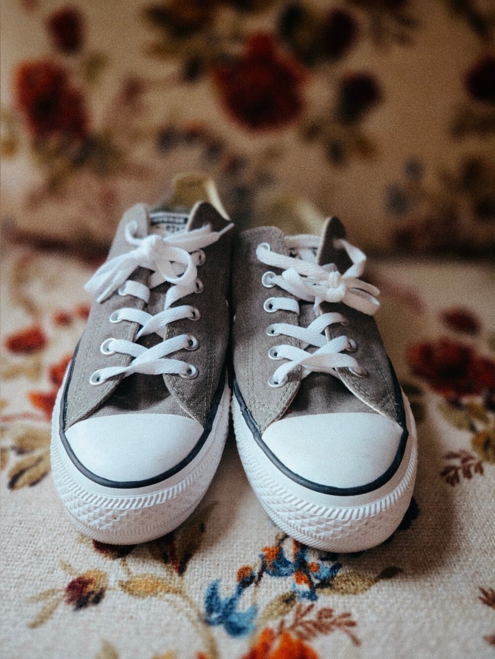 Converse Women's Low Top Sneakers in Gray and White